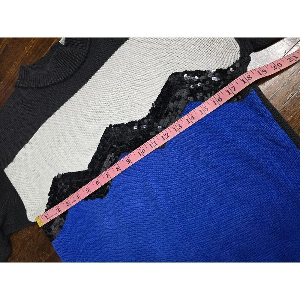 Vintage 90s Colorblock Sequin Sweater Chevron Maximalist